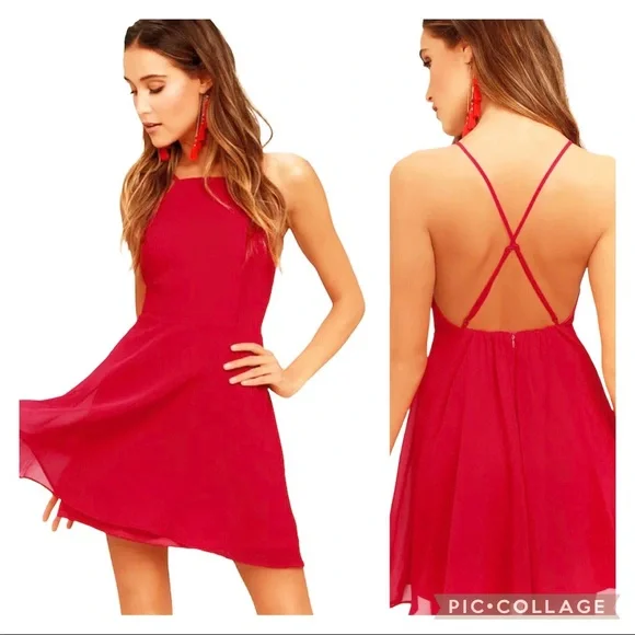white christmas dresses Textured Floral Mini Skater Dress Red main image 1